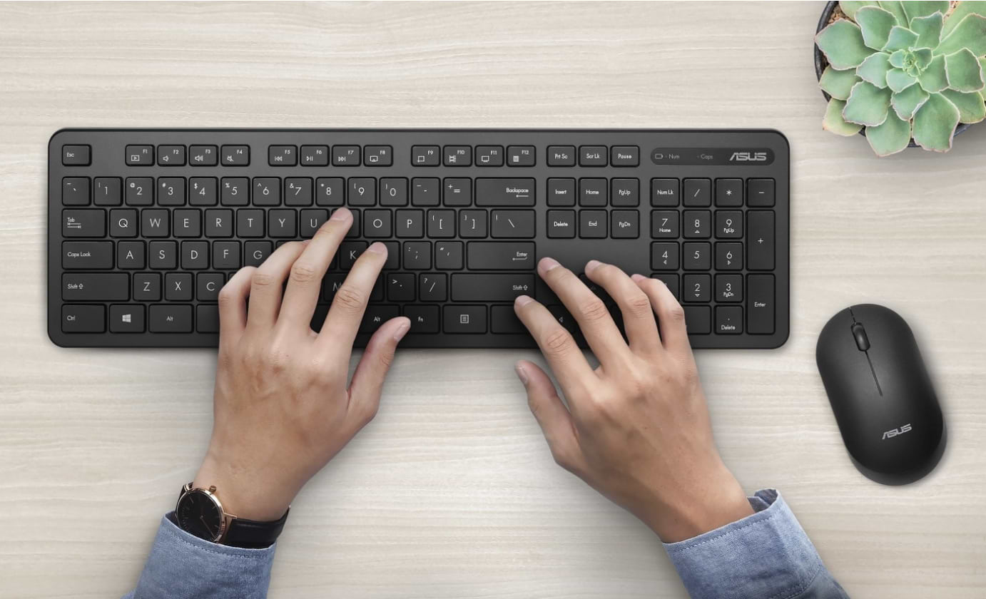 סט מקלדת ועכבר אלחוטיים Asus CW100 - צבע שחור שנה אחריות ע"י היבואן הרשמי