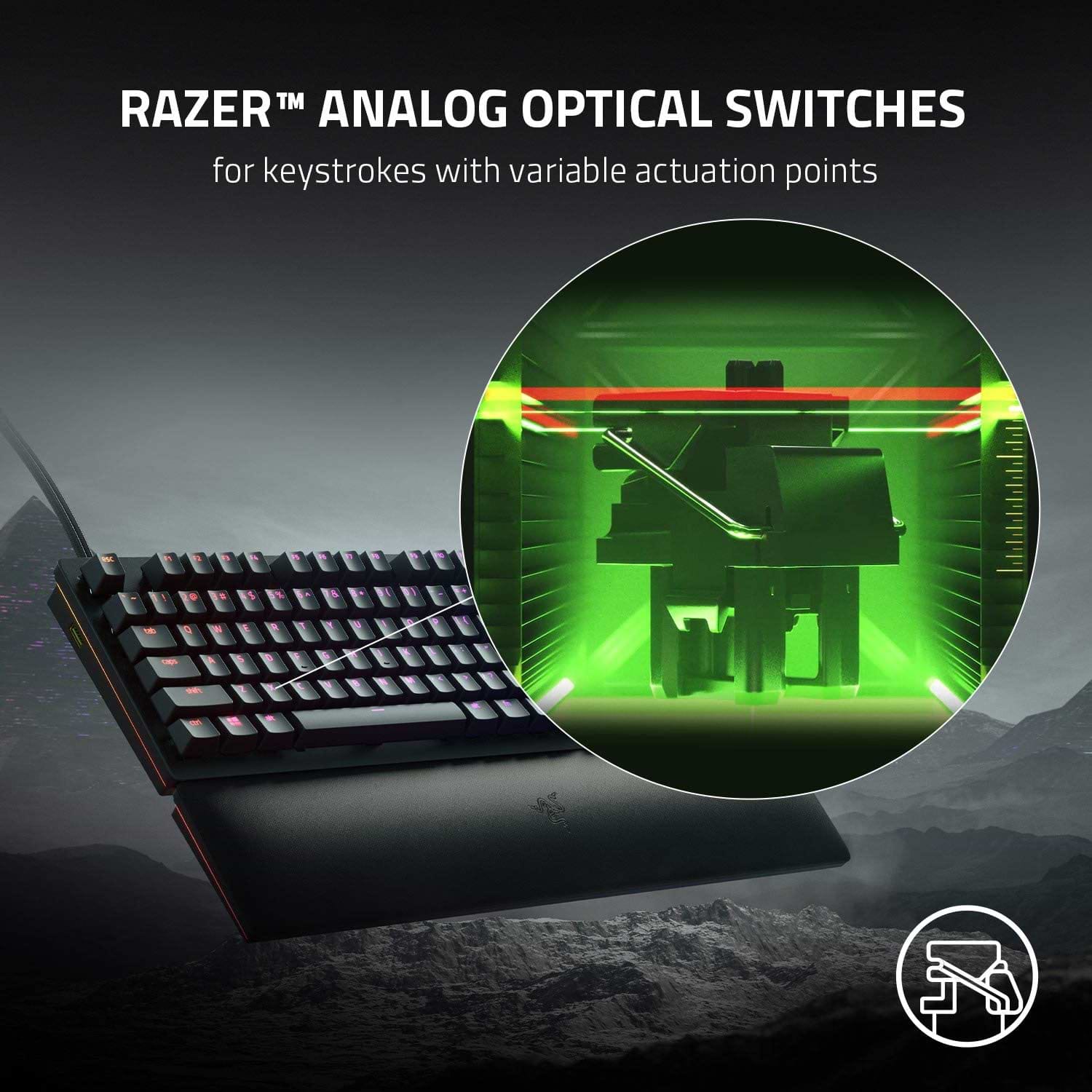 מקלדת גיימניג חוטית Razer Huntsman V2 - צבע שחור שנתיים אחריות ע"י היבואן הרשמי