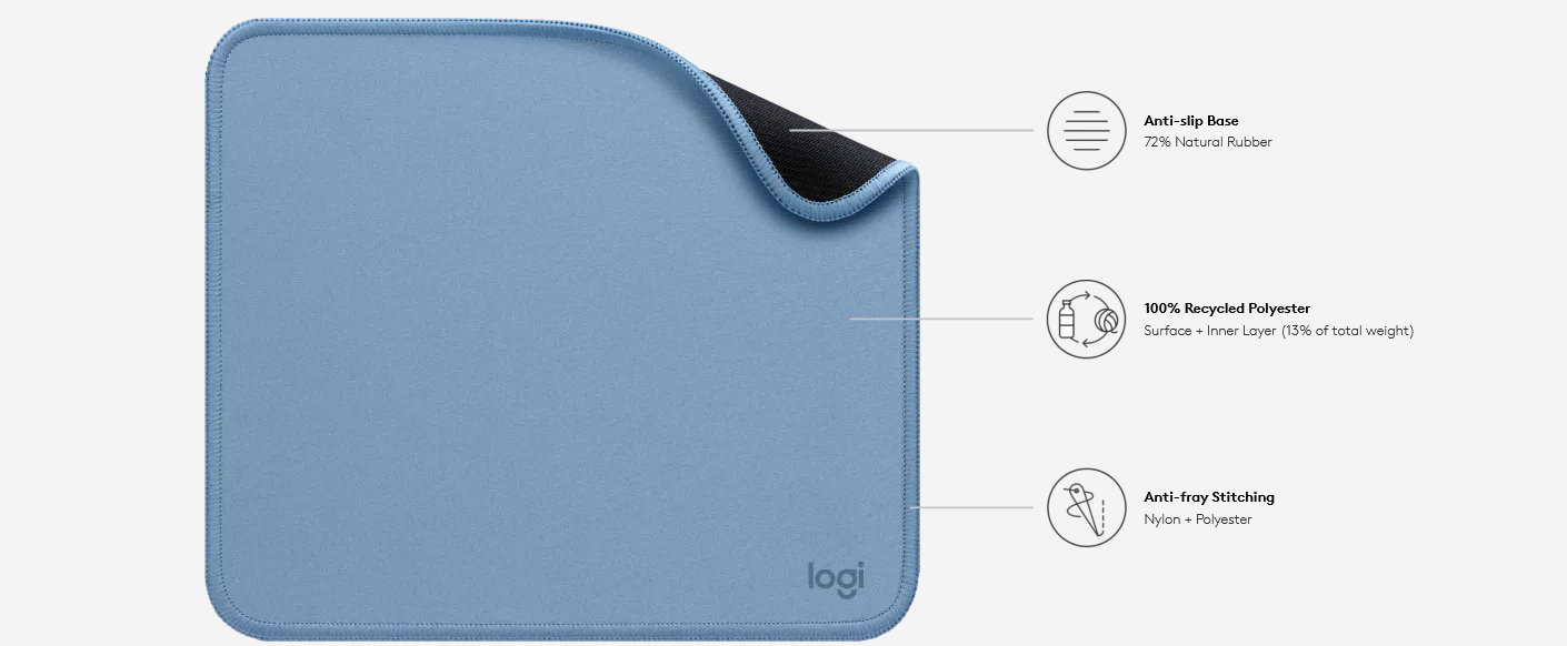 משטח לעכבר Logitech Mouse Pad - Studio Series - צבע כחול שנתיים אחריות ע"י היבואן הרשמי