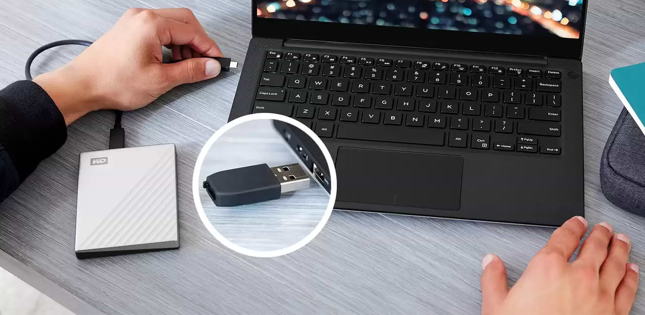 כונן קשיח חיצוני WD My Passport Ultra CTC USB 3.2 1TB - צבע כסף שלוש שנות אחריות ע"י היבואן הרשמי