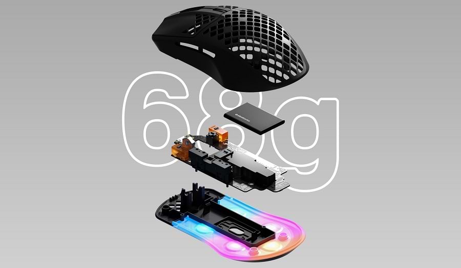 עכבר אלחוטי SteelSeries Aerox 3 Wireless 2022 Edition - צבע שחור שנה אחריות ע"י היבואן הרשמי