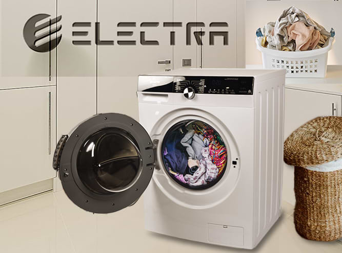 מכונת כביסה פתח חזית 8 ק"ג Electra EL814 במהירות 1400 סל"ד - צבע לבן אחריות ע"י היבואן הרשמי