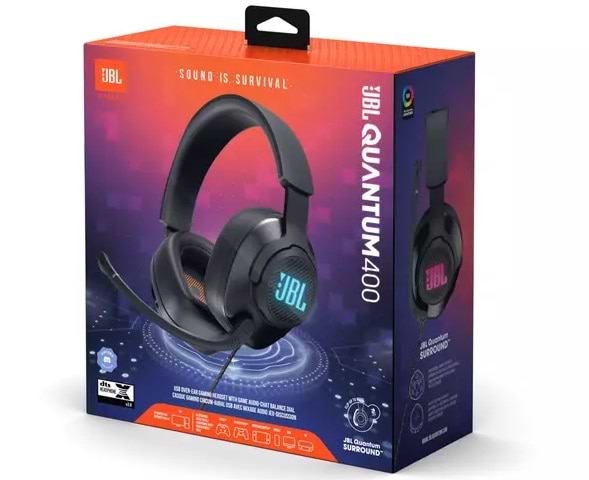 אוזניות גיימינג JBL Quantum 400 - צבע שחור שנה אחריות ע"י היבואן הרשמי