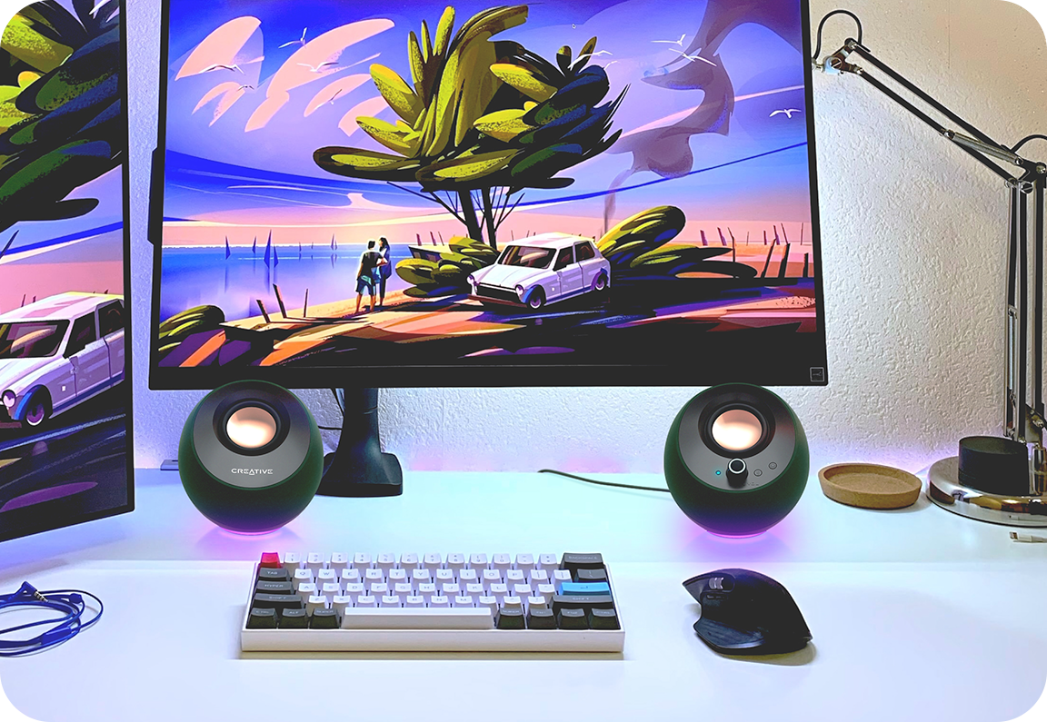 רמקולים למחשב Creative Pebble Pro USB-C - צבע שחור שנה אחריות ע"י היבואן הרשמי