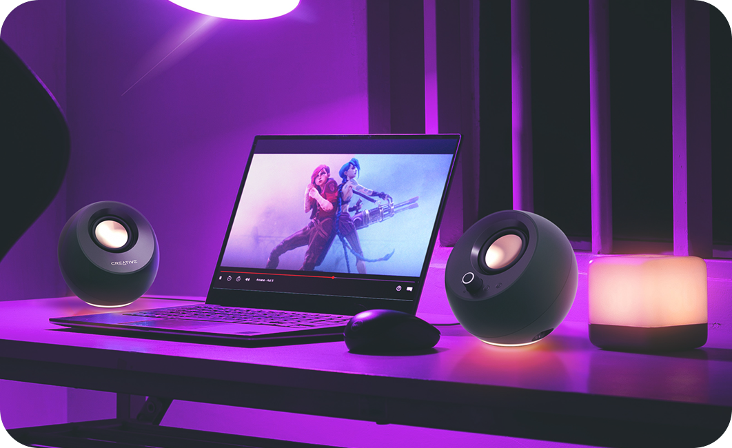 רמקולים למחשב Creative Pebble Pro USB-C - צבע שחור שנה אחריות ע"י היבואן הרשמי