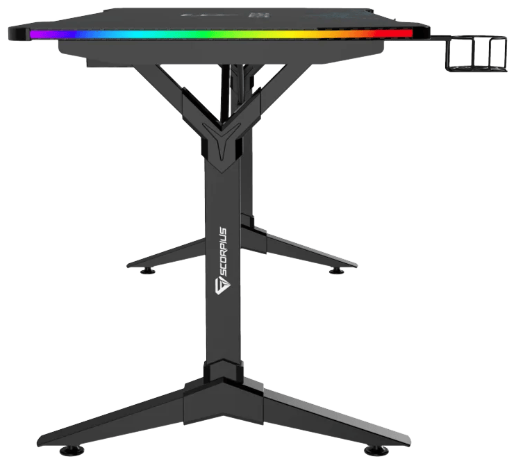 שולחן גיימינג עם תאורה Scorpius DESKPRO-HJ 150 RGB - צבע שחור שנה אחריות ע"י היבואן הרשמי