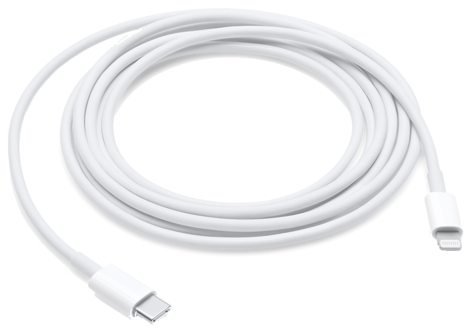 כבל סנכרון וטעינה באורך 2 מטרים USB-C לחיבור Apple Lightning - צבע לבן שנה אחריות ע"י היבואן הרשמי