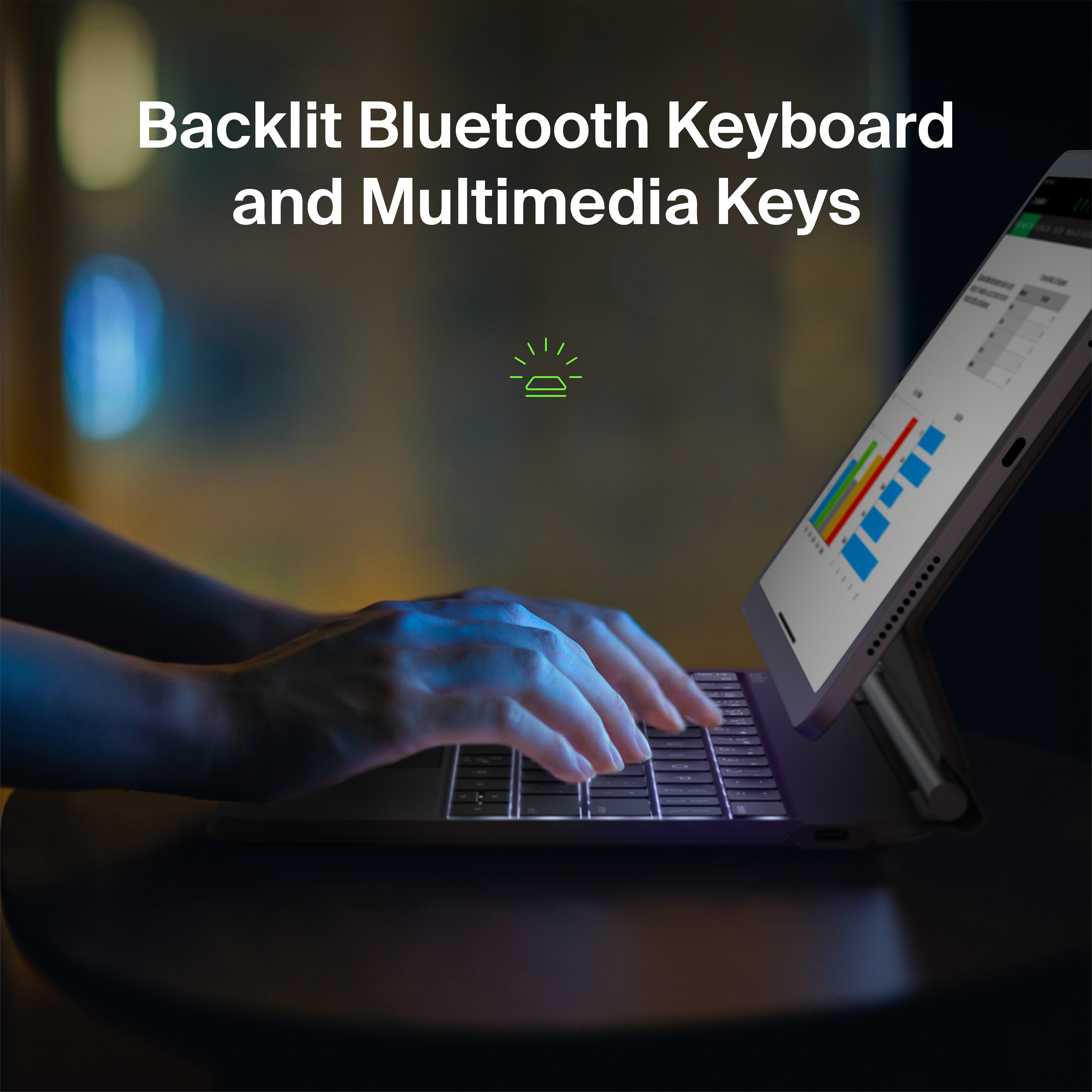 כיסוי ספר עם מקלדת Belkin Magnetic Keyboard Folio לטאבלט Apple iPad Pro "11 (M4) - צבע שחור שנתיים אחריות ע"י יבואן הרשמי
