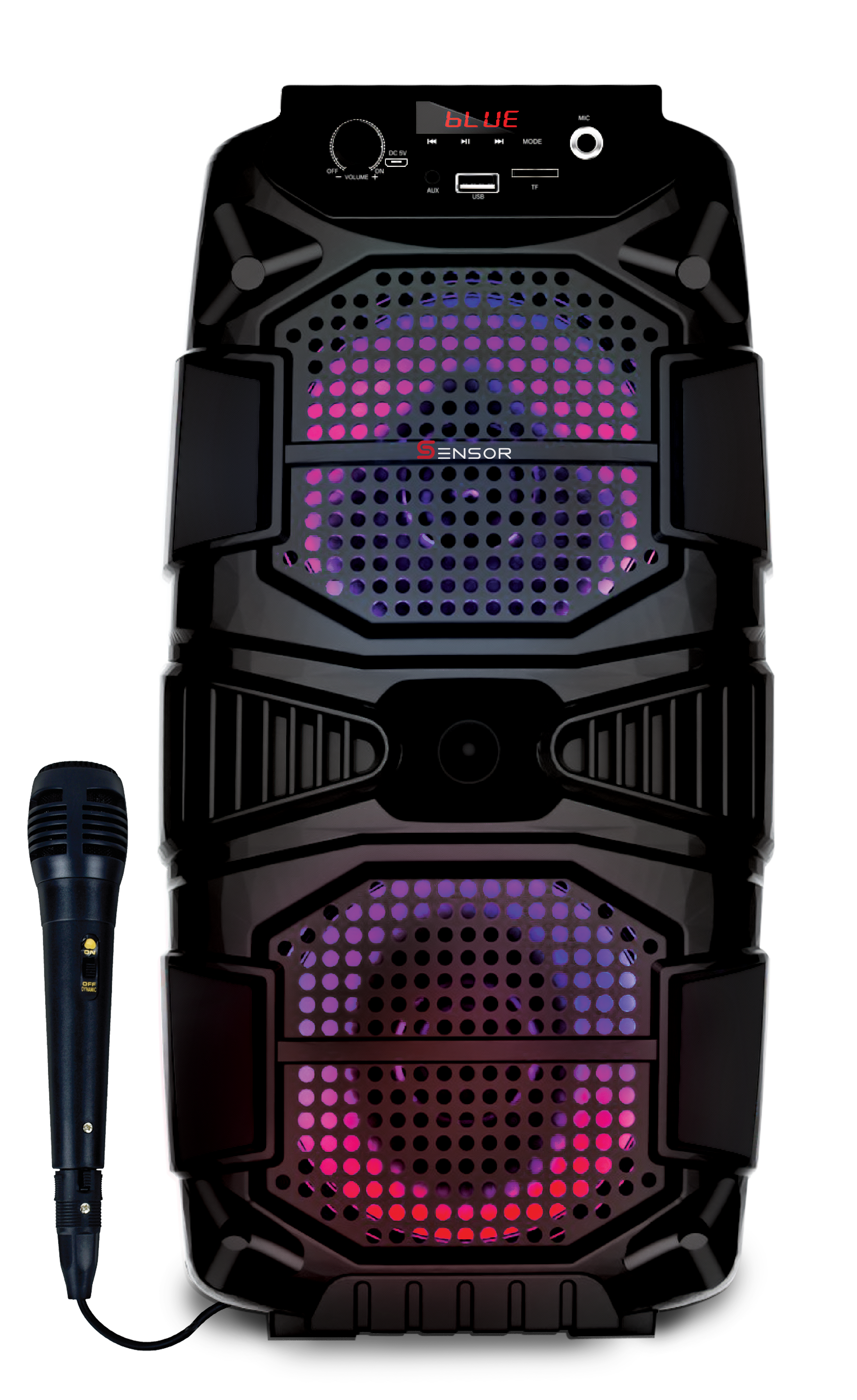 בידורית Bluetooth ניידת הרמוני דאבל "8 1200W עם מיקרופון חוטי BDK SK-8D - צבע שחור שנה אחריות ע"י היבואן הרשמי