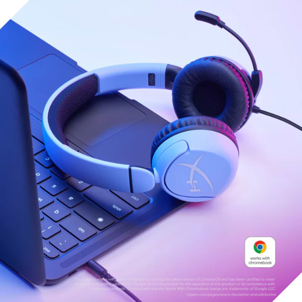 אוזניות גיימינג חוטיות מומלץ לגילאי 12-8 HyperX Cloud Mini - צבע סגול שנתיים אחריות ע"י היבואן הרשמי