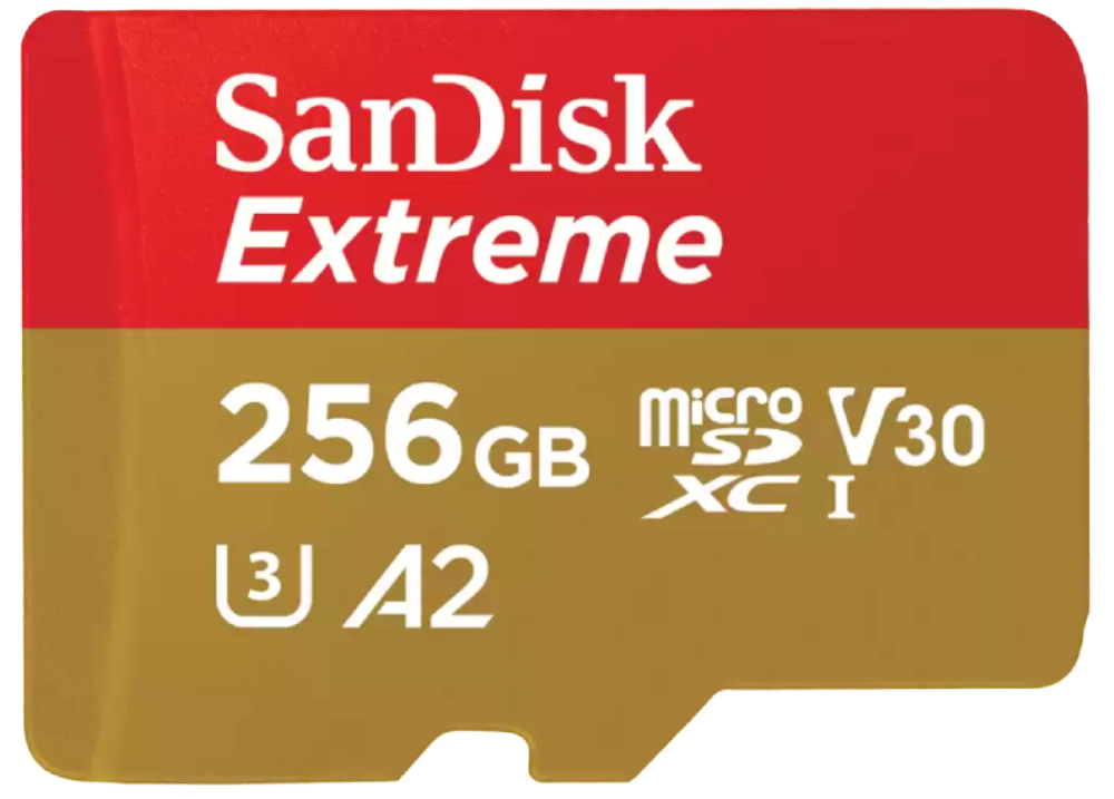כרטיס זיכרון SanDisk Extreme microSDXC UHS-I 256GB SDSQXAV-256G-GN6MN - צבע אדום וזהב אחריות לכל חיי המוצר ע"י היבואן הרשמי