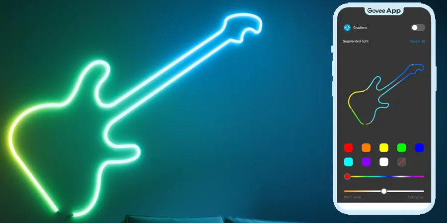 פס תאורה חכמה 5 מטר Govee 450135H Neon Rope Light 2 - צבע לבן שנה אחריות ע"י היבואן הרשמי