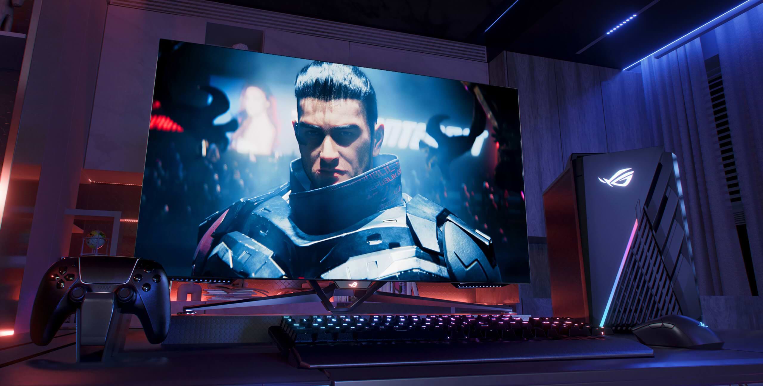 מסך מחשב גיימינג 41.5'' Asus ROG Swift PG42UQ G-SYNC OLED 4K UHD 0.1ms 138Hz - צבע שחור שלוש שנות אחריות ע"י היבואן הרשמי