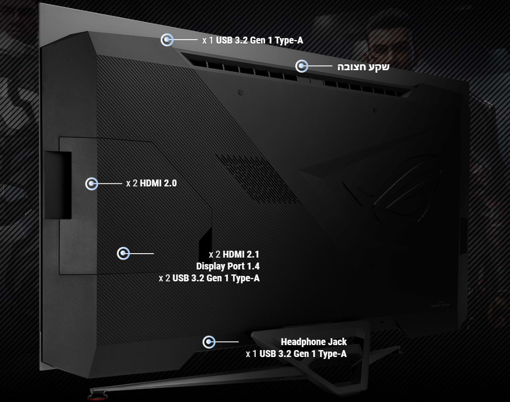 מסך מחשב גיימינג 41.5'' Asus ROG Swift PG42UQ G-SYNC OLED 4K UHD 0.1ms 138Hz - צבע שחור שלוש שנות אחריות ע"י היבואן הרשמי