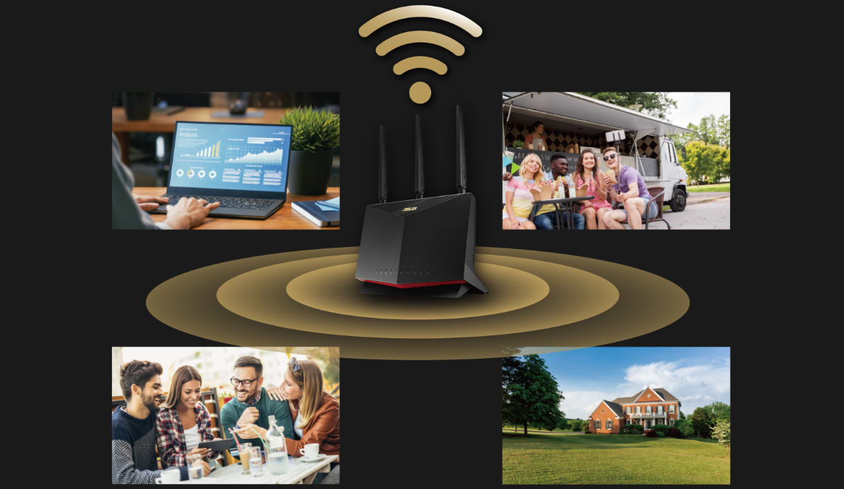 ראוטר אלחוטי Asus 4G-AC86U AC2600 LTE - צבע שחור שלוש שנות אחריות ע"י היבואן הרשמי