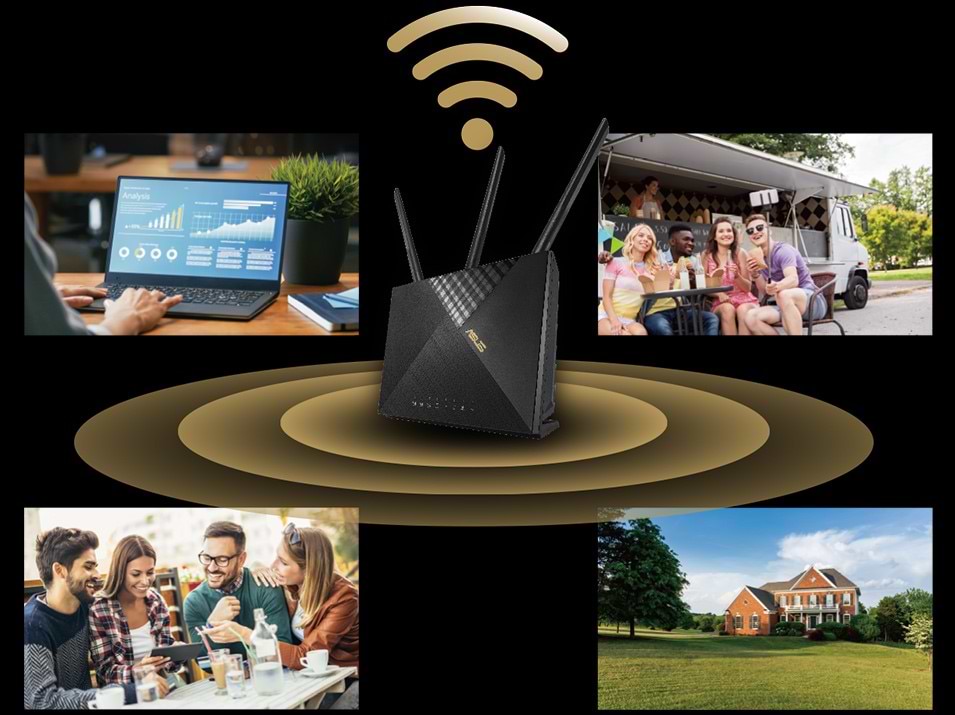 ראוטר אלחוטי Asus 4G-AX56 AX1800 WiFi 6 + 4G LTE - צבע שחור שלוש שנות אחריות ע"י היבואן הרשמי