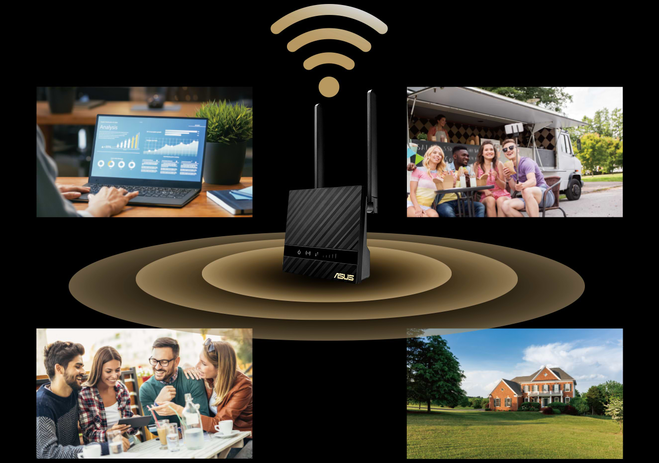מודם ראוטר Asus 4G-N16 N300 4G LTE - צבע שחור שלוש שנות אחריות ע"י היבואן הרשמי