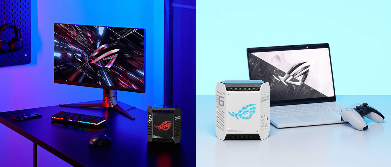 ראוטר גיימינג Asus ROG Rapture GT6 WiFi 6 שתי יחידות - צבע לבן שלוש שנות אחריות ע"י היבואן הרשמי