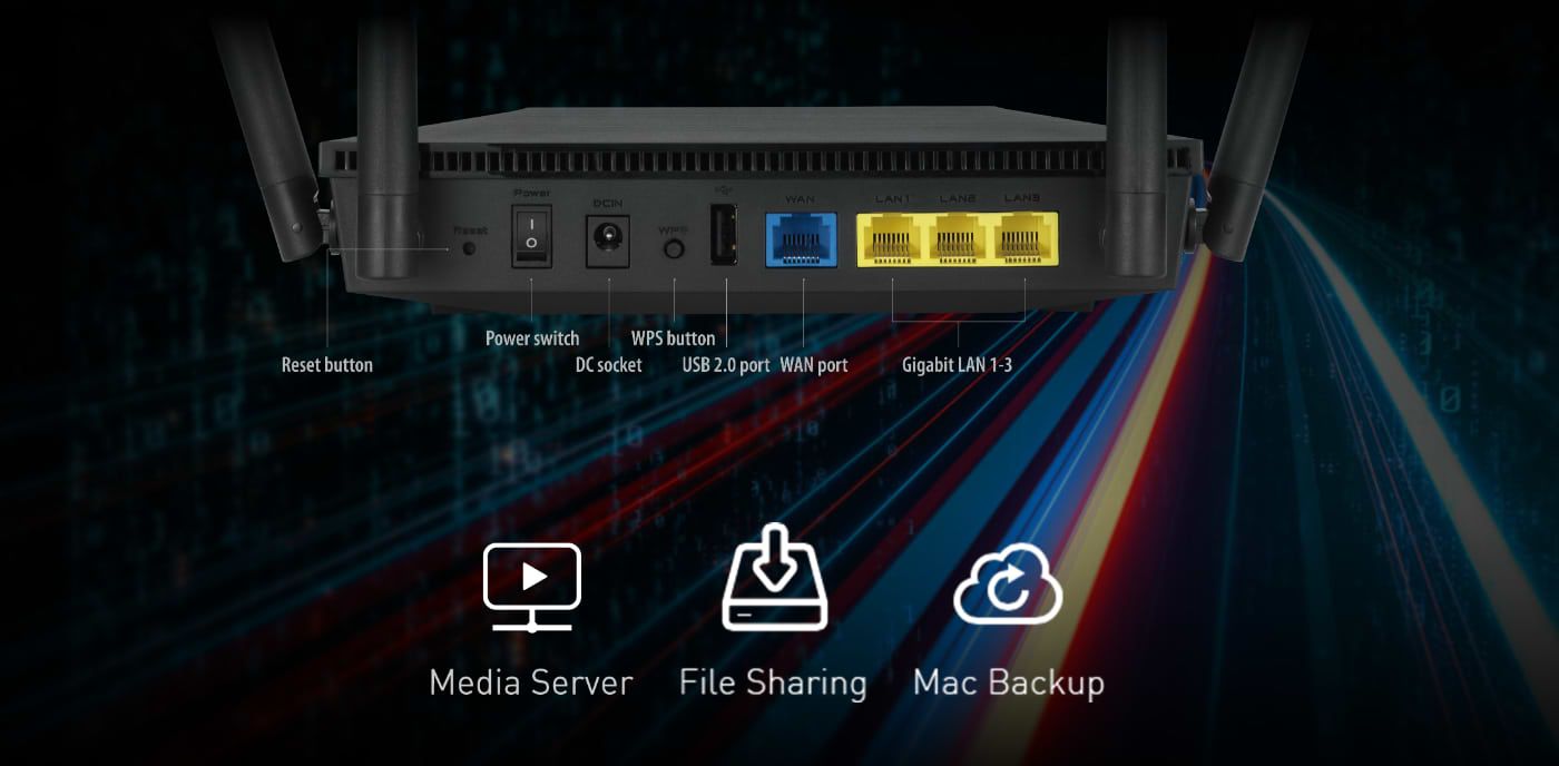 ראוטר אלחוטי Asus RT-AX53U WiFi 6 - צבע שחור שלוש שנות אחריות ע"י היבואן הרשמי