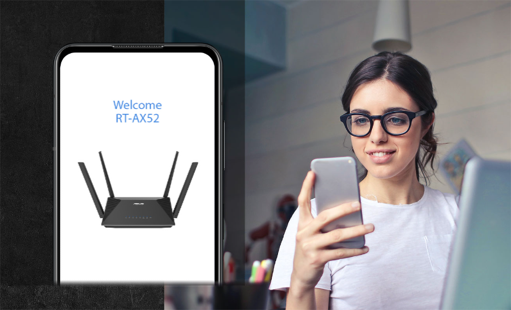 ראוטר אלחוטי Asus RT-AX52 AX1800 WiFi 6 - צבע שחור שלוש שנות אחריות ע"י היבואן הרשמי