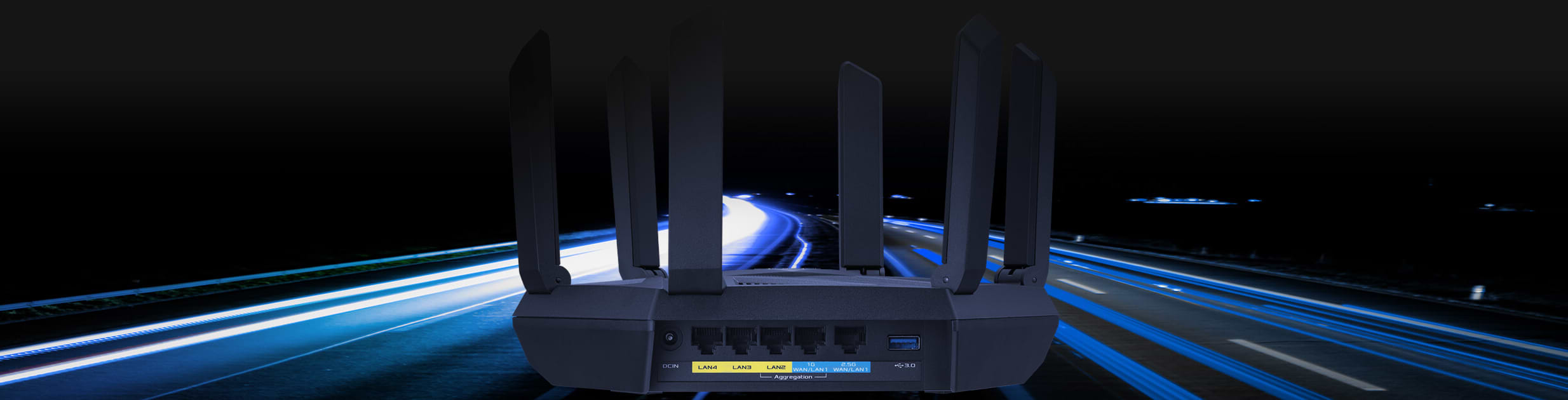 ראוטר אלחוטי Asus RT-AXE7800 WiFi 6E - צבע שחור שלוש שנות אחריות ע"י היבואן הרשמי
