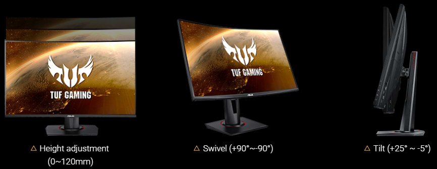 מסך מחשב גיימינג קעור 27'' Asus TUF Gaming VG27WQ FreeSync Premium VA WQHD 1ms 165Hz - צבע שחור שלוש שנות אחריות ע"י היבואן הרשמי