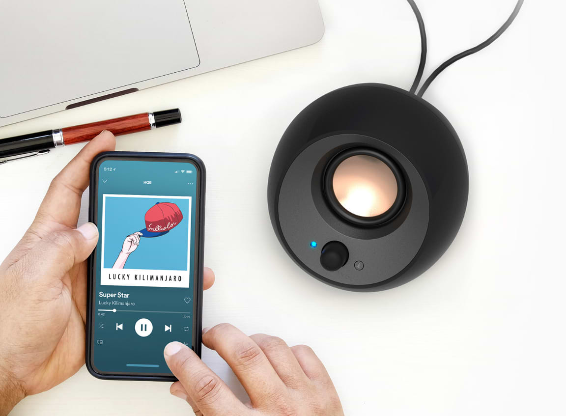 רמקולים למחשב Creative Pebble V3 Minimalistic 2.0 USB-C Bluetooth 5.0 - צבע שחור שנה אחריות ע"י היבואן הרשמי