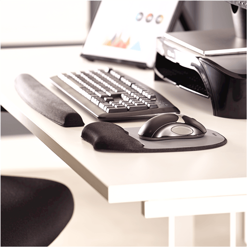 משטח ג'ל לעכבר Fellowes Memory Foam Mousepad Wrist Rest - אפור ושחור