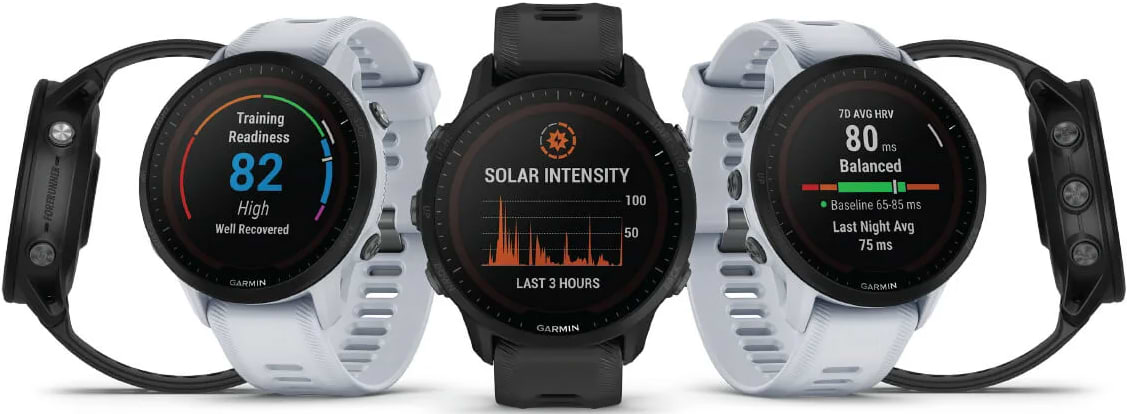 שעון ספורט חכם Garmin Forerunner 955 Solar 46.5mm GPS - צבע לבן שנתיים אחריות ע"י היבואן הרשמי