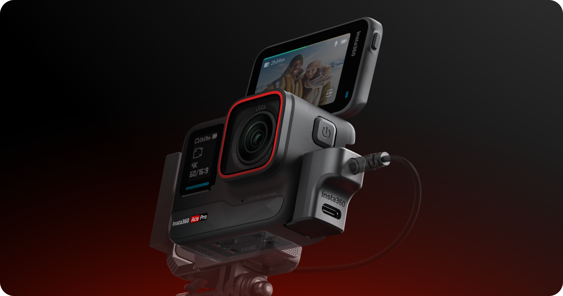 מתאם מיקרופון למצלמות Insta360 Ace/Ace Pro - צבע שחור