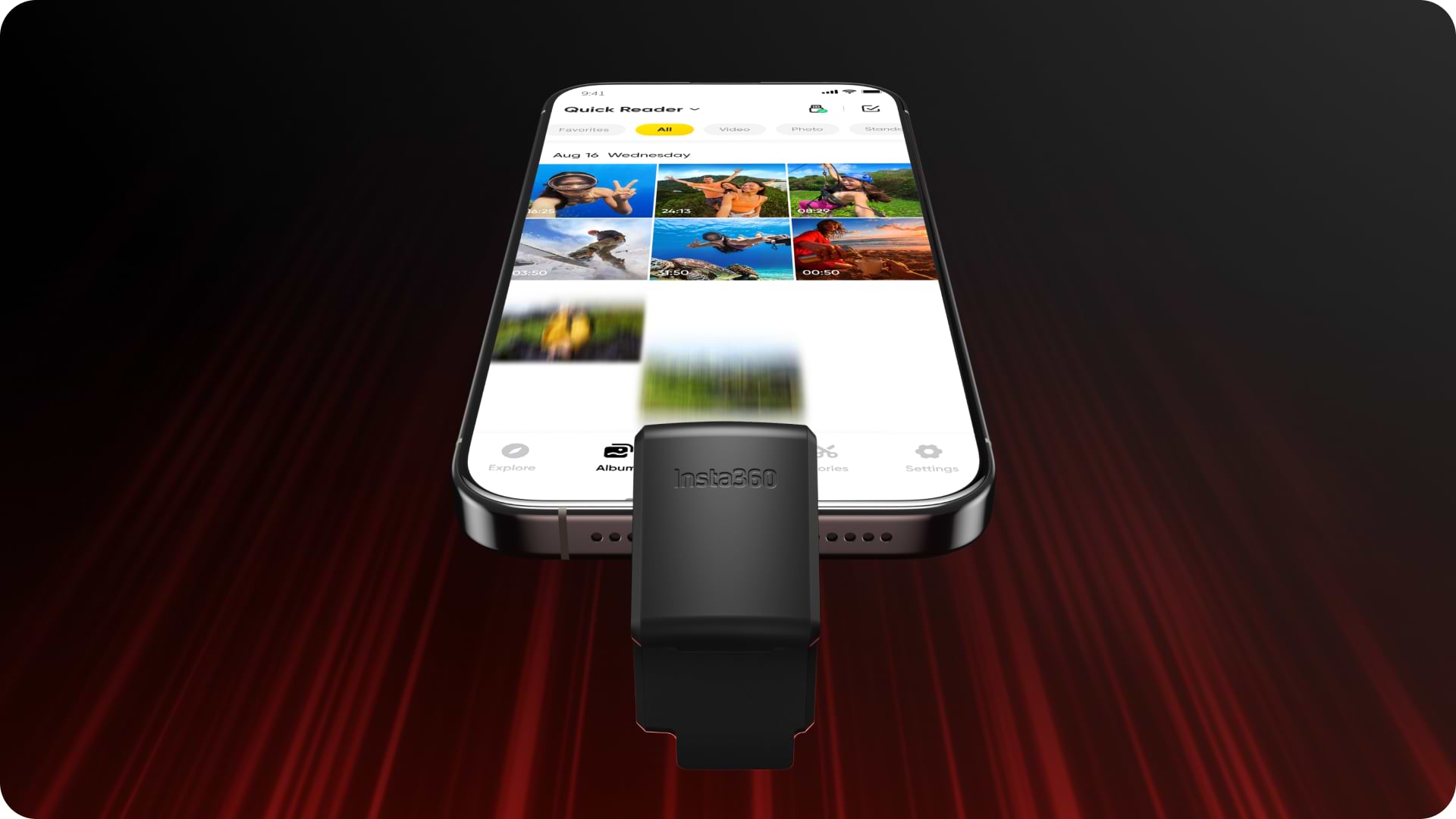קורא קבצים מהיר למצלמות Insta360 Ace/Ace Pro - צבע שחור שנה אחריות ע"י היבואן הרשמי