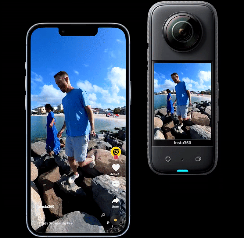 מצלמת אקסטרים 360° Insta360 X3 IPX8 - צבע שחור שנה אחריות ע"י היבואן הרשמי