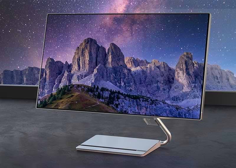 מסך מחשב עם רמקולים מובנים 27'' Lenovo Q27h-20 IPS FreeSync QHD 4ms 70Hz - צבע כסוף שלוש שנות אחריות ע"י היבואן הרשמי