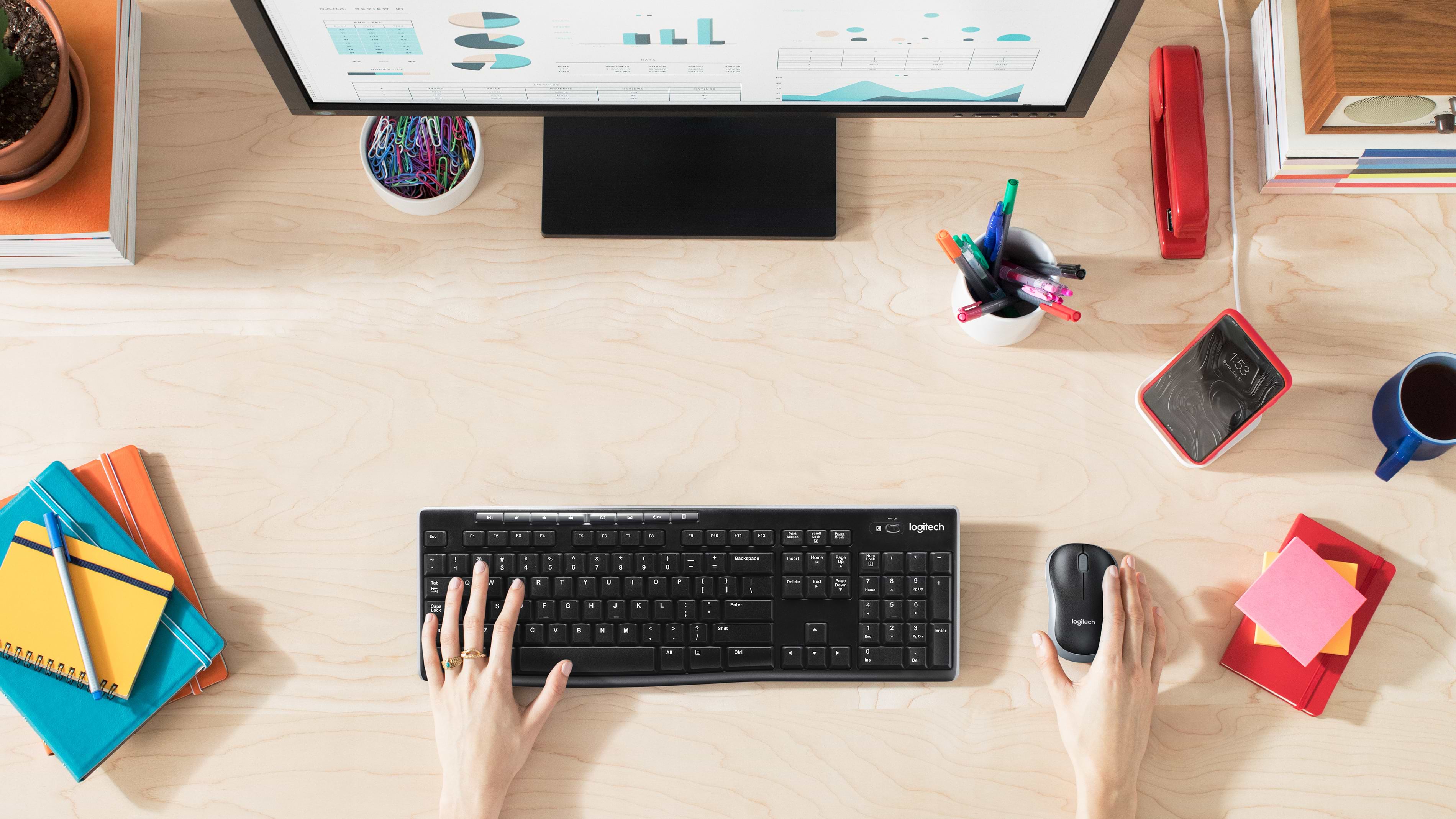 סט מקלדת ועכבר אלחוטיים Logitech MK270 - צבע שחור שנתיים אחריות ע"י היבואן הרשמי
