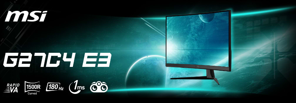 מסך מחשב גיימינג קעור 27'' MSI G27C4 E3 Adaptive-Sync VA FHD 1ms 180Hz - צבע שחור שלוש שנות אחריות ע"י היבואן הרשמי