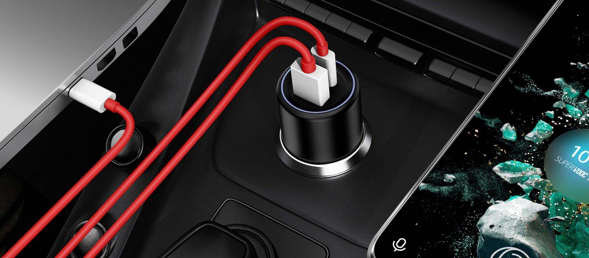 מטען לרכב OnePlus SuperVOOC 80W - צבע שחור שנה אחריות ע''י היבואן הרשמי