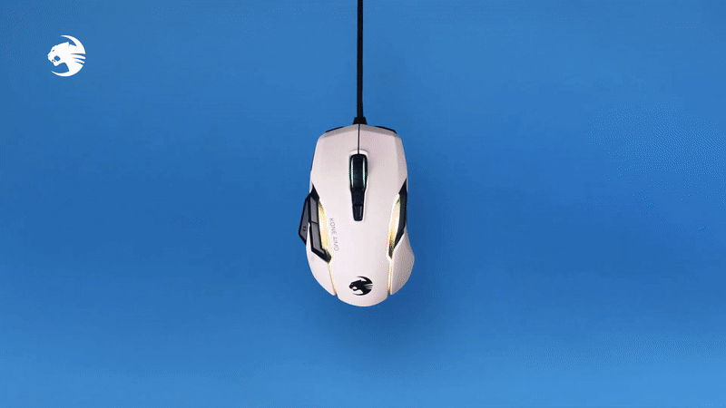 עכבר גיימינג חוטי Roccat Kone AIMO Remastered - צבע לבן שנה אחריות ע"י היבואן הרשמי