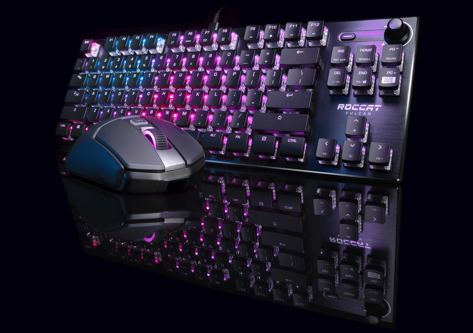 מקלדת גיימינג מכאנית קצרה Roccat Vulcan TKL Linear Red Switch RGB - צבע שחור שנה אחריות ע"י היבואן הרשמי