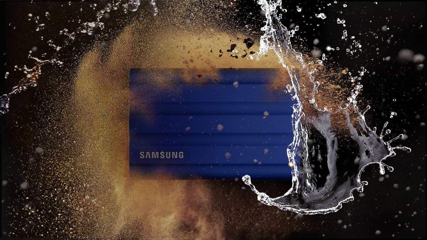 כונן SSD חיצוני נייד Samsung T7 Shield MU-PE1T0S/WW 1TB USB 3.2 Gen 2 IP65 - צבע שחור שלוש שנות אחריות ע"י היבואן הרשמי