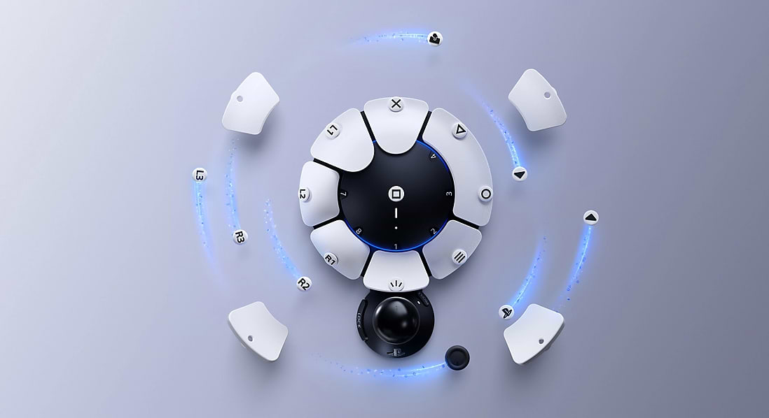 בקר משחק אלחוטי נגיש Sony Access ל-PS5 - צבע שחור ולבן שנה אחריות ע"י היבואן הרשמי