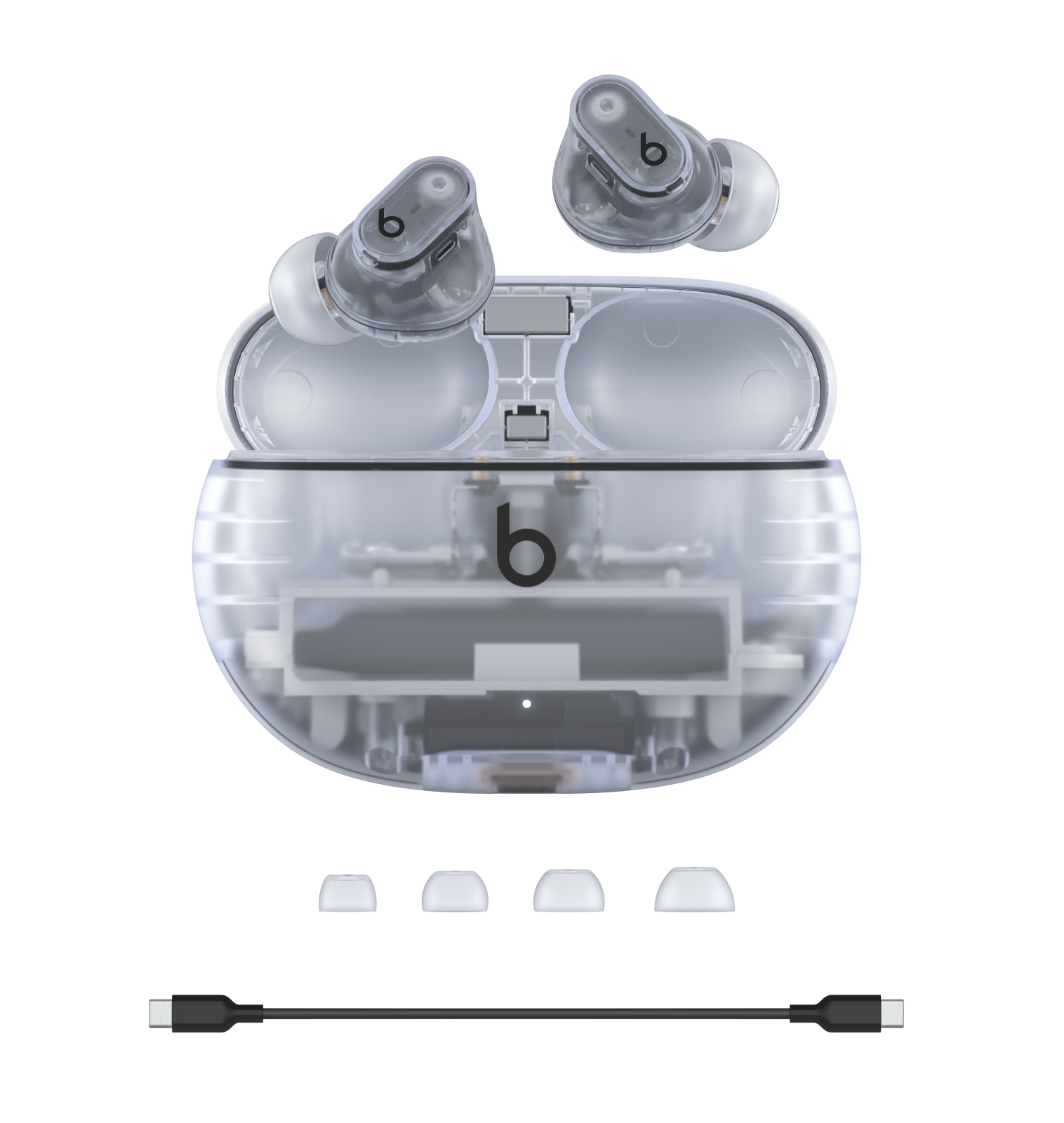 אוזניות Apple Beats Studio Buds+ True Wireless - בצבע שקוף שנה אחריות ע״י יבואן רשמי