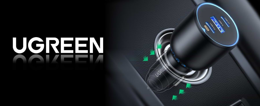 מטען לרכב 3 יציאות Ugreen CD293 130W PD - צבע שחור שנה אחריות ע"י היבואן הרשמי