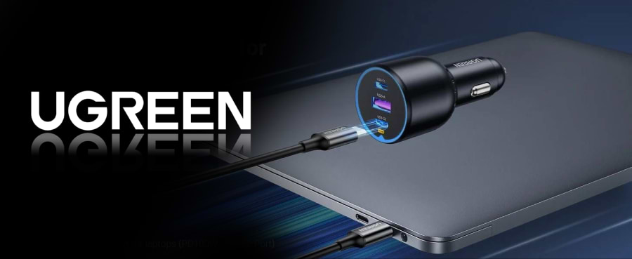 מטען לרכב 3 יציאות Ugreen CD293 130W PD - צבע שחור שנה אחריות ע"י היבואן הרשמי