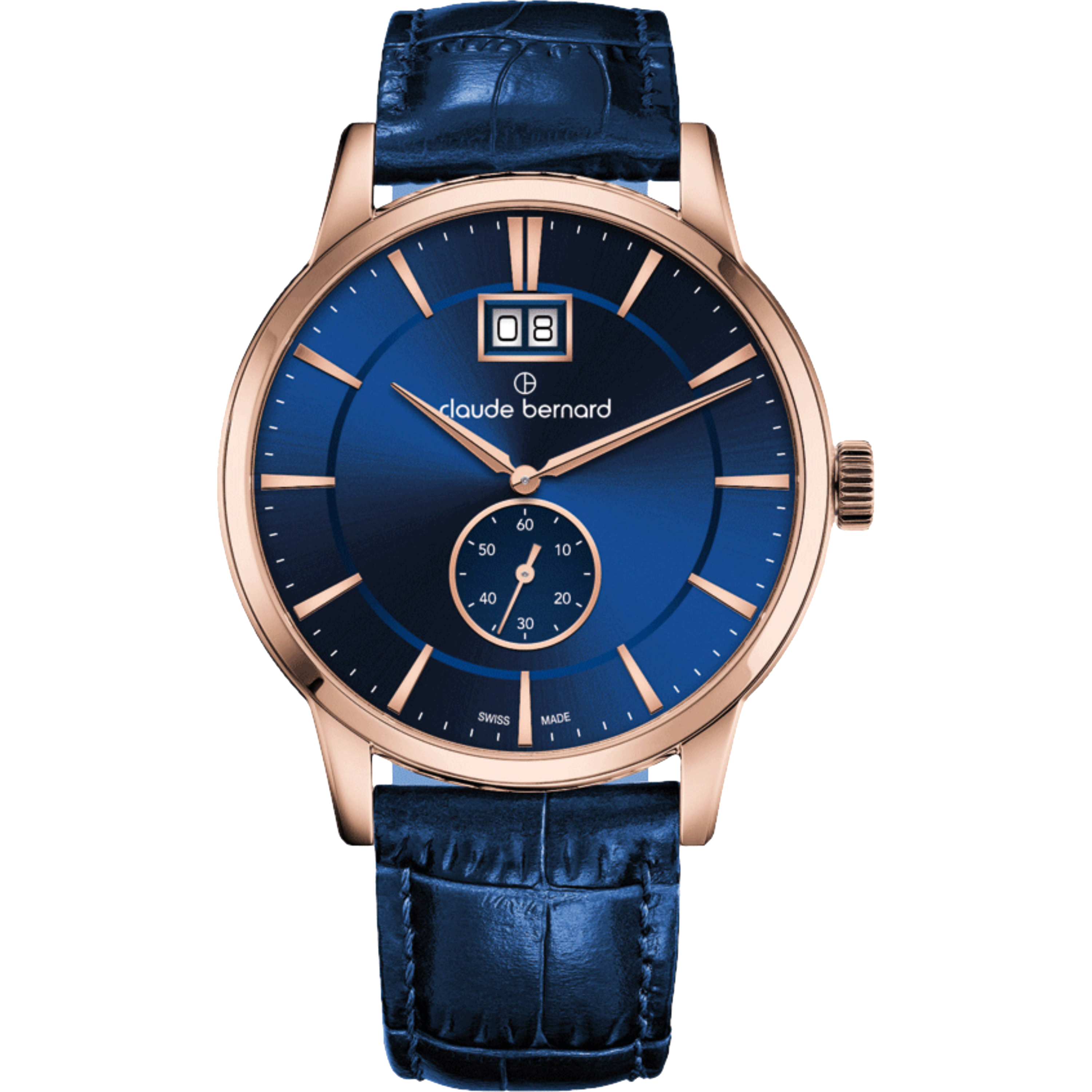 שעון לגבר Claude Bernard 64005 37R BUIR3 40.5mm צבע כחול/ספיר קריסטל - אחריות לשנה ע"י היבואן