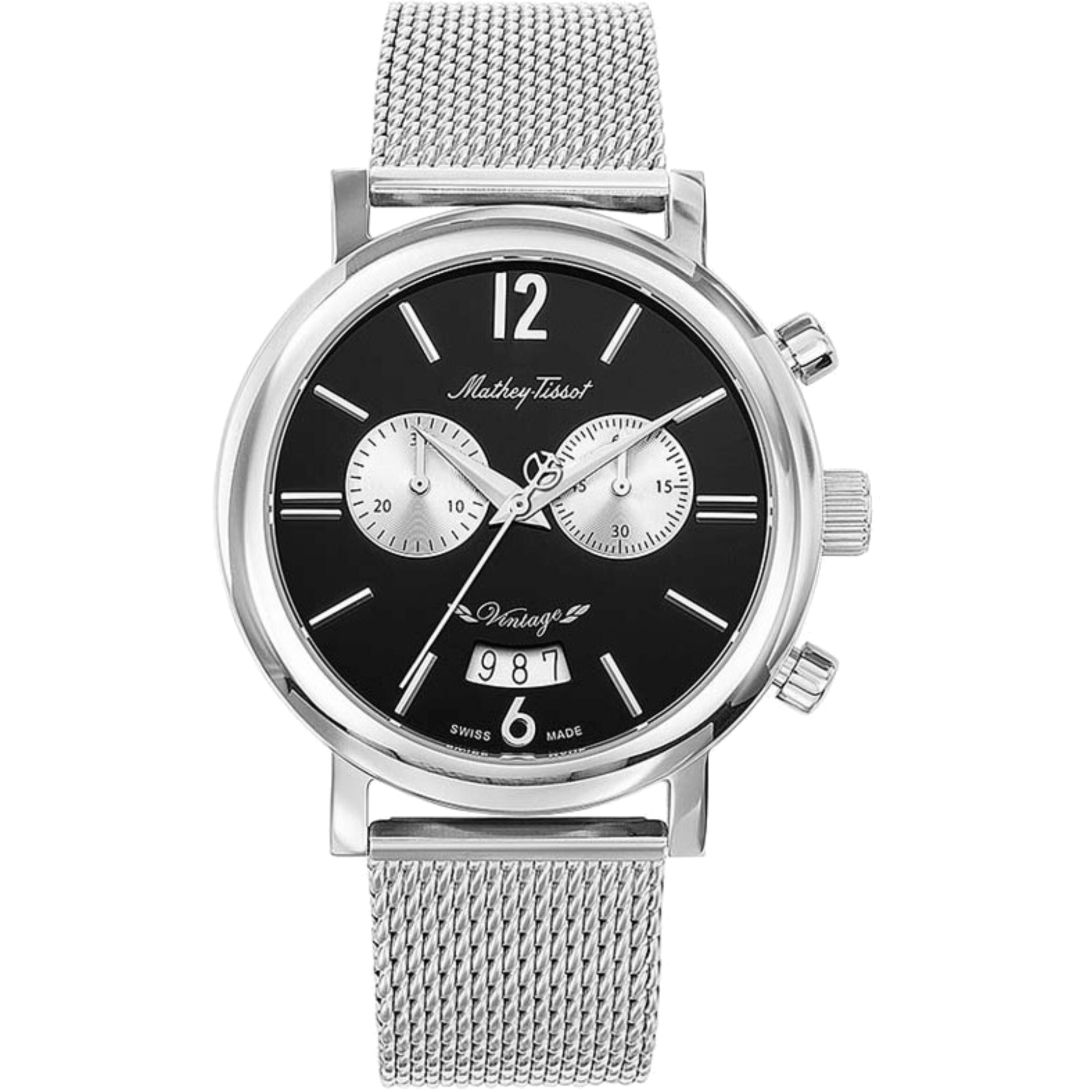 שעון יד לגבר Mathey Tissot H41CHMAN 41mm צבע כסף/שחור - אחריות לשנה ע"י היבואן