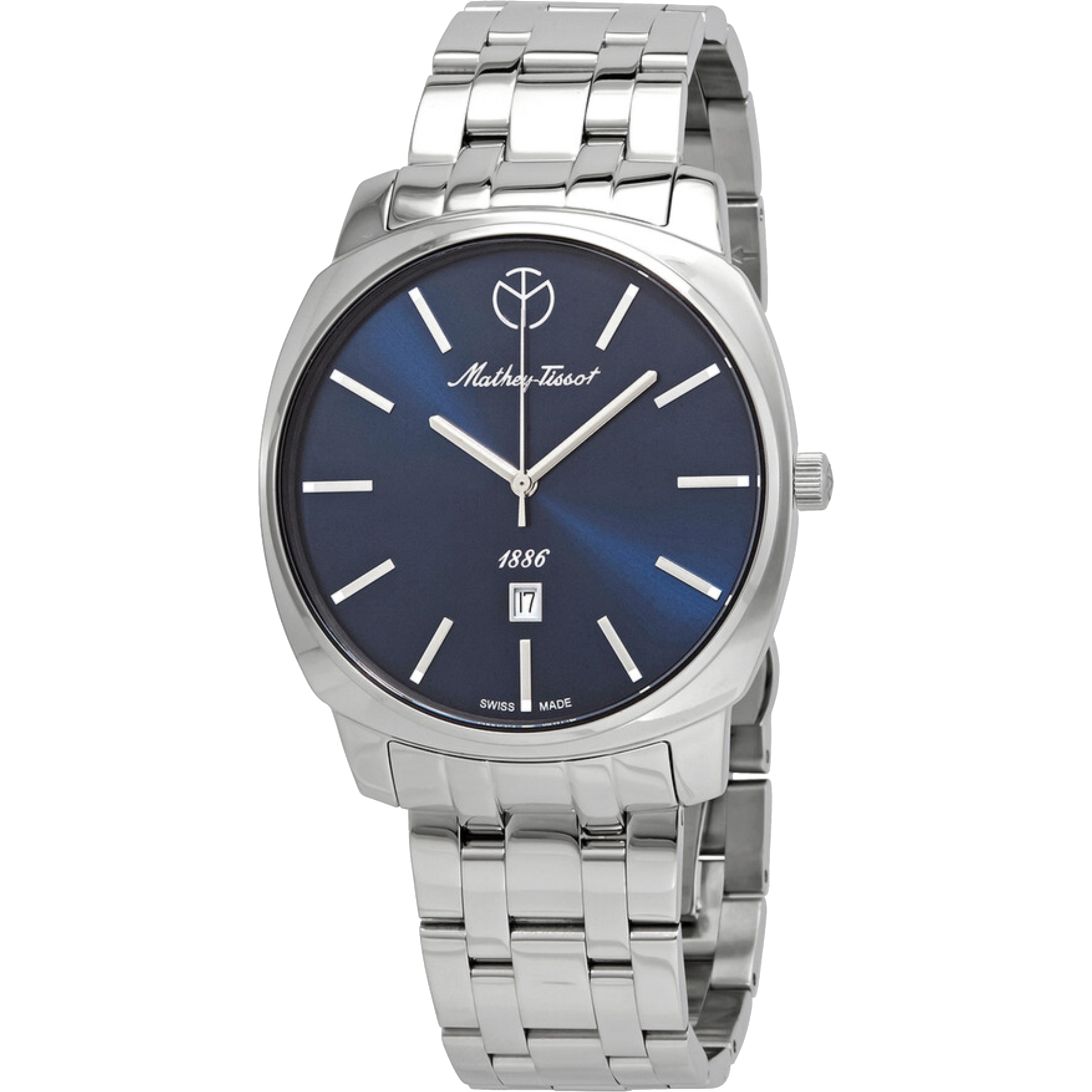 שעון יד לגבר Mathey Tissot H6940MABU 42mm צבע כסף/כחול - אחריות לשנה ע"י היבואן