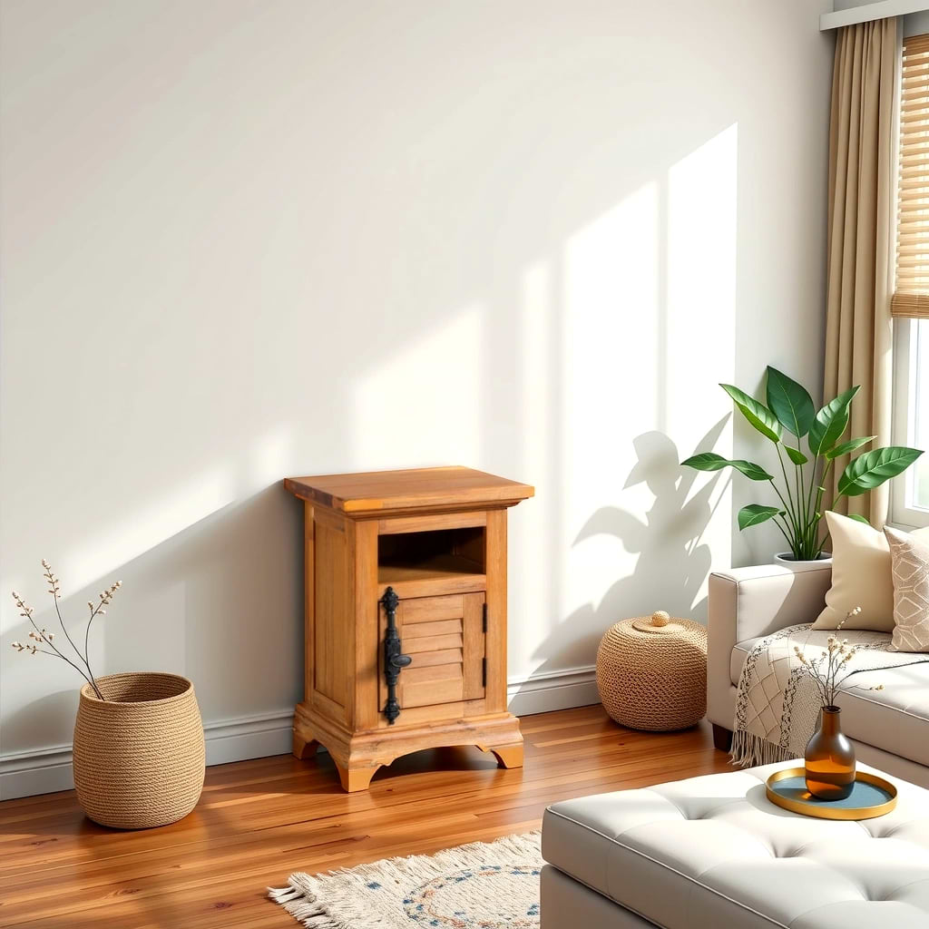 שידת לילה לצד שמאל דגם נורמנדי צבע עץ Woodnet LIN B02 B