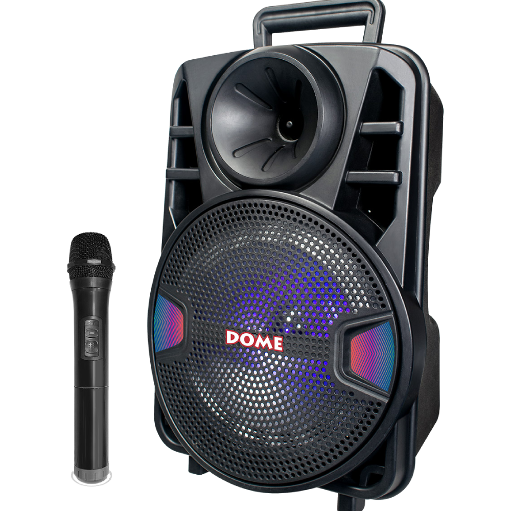 בידורית קריוקי ניידת 8" עם מיקרופון אלחוטי DOME DM-3008 - צבע שחור שנה אחריות ע"י יבואן הרשמי