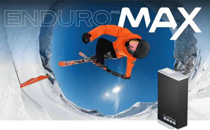 סוללת Enduro למצלמת GoPro MAX - צבע שחור שנה אחריות ע"י היבואן הרשמי