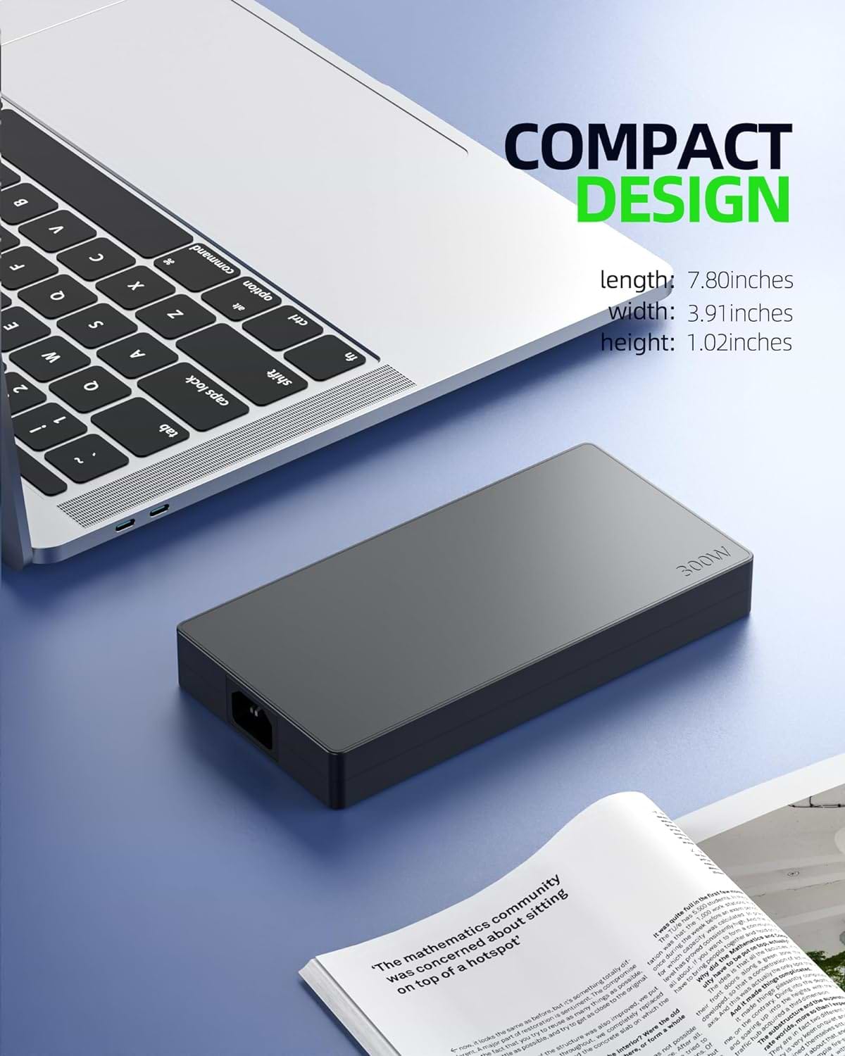 מטען למחשב נייד Lenovo Slim 300W AC - צבע שחור שנה אחריות ע"י יבואן הרשמי